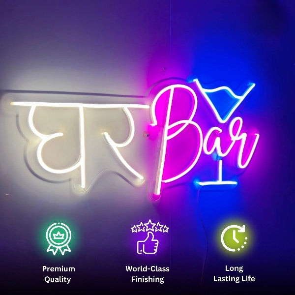 Ghar Bar Neon Light Sign