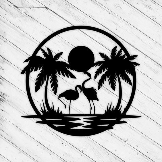 Circular Beach Scene Acrylic Wall Art -  Customization Available