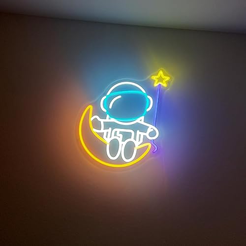 Astronauts Sitting on the moon Neon Sign