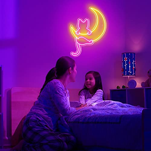 Anime Cat & Moon Neon sign