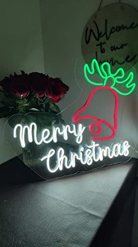 Neon Sign Merry Christmas Led Neon Sign Light Xmas Sign Lights for Wreath Gift Yard Decor | Christmas Decorations| Lights | Tree Decoration Items | Party, Home Decor (Christmas Bell)