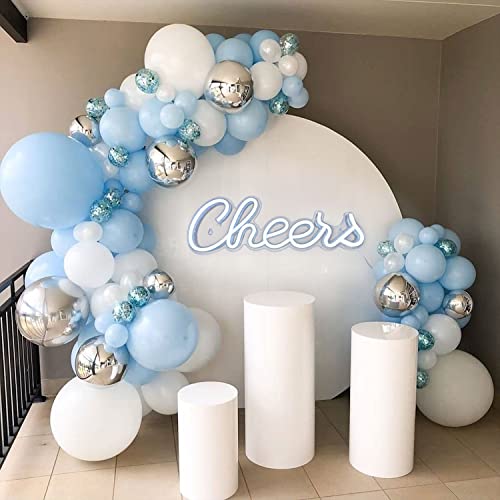 LED Neon Cheers Sign Light Up Letters Neon Sign for Home Bar Decor Moulded Acrylic Neon Light Wall Sign USB Operated with Switch Party Lights (Cool White)