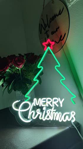 Neon Sign Merry Christmas Led Neon Sign Light Xmas Sign Lights for Wreath Gift Yard Decor | Christmas Decorations| Lights | Tree Decoration Items | Party, Home Decor (Christmas Tree)
