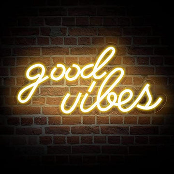 Neoon Art Good Vibes led Light for Home Decorative Sign Wall / Decor for Wedding Party Kids Room /Living Room House/ Bar/ Pub/ Hotel/ Restaurant (Warm White)