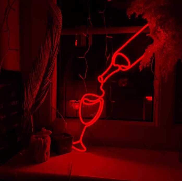 Wine and glass Neon Sign