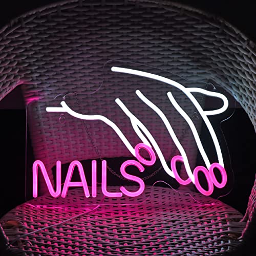 Nails Salon Neon Sign Dimmable Neon Light for Wall Decor Beauty Store Room Gift Light and Shop Decorative Light Up Signs