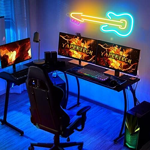 Neon Guitar Shaped Sign
