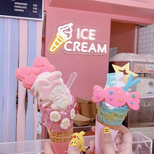 Ice Cream Neon Sign for Ice Cream Shop Wall Decor,Ice Cream Neon Sign,Business Dessert LED light for Bar,Party,Bedroom Decoration,Birthday Christmas Gift