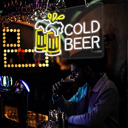 Neon Beer Signs for Bar Club, Bar Decor for Home, Beer Neon Signs for Hotel, Man Cave Stuff, Cold beer , Business Neon Light Sign for Shop Decor