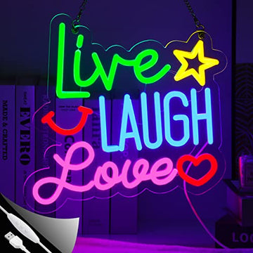 Live Laugh Love Neon Signs,light up letters Room Decor Neon Lights, Portable LED Signs Gifts for Bar Party Home Bedroom Wall
