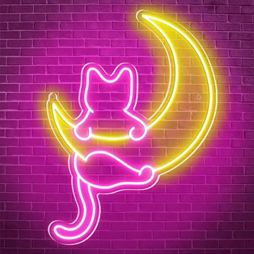 Anime Cat & Moon Neon sign