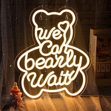 We Can Bearly Wait Neon Sign (Bear Shape)
