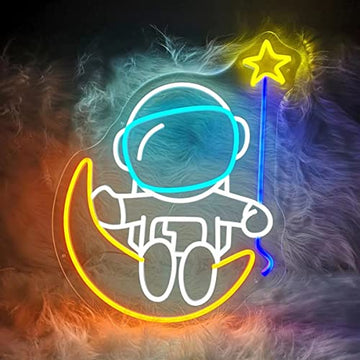 Astronauts Sitting on the moon Neon Sign
