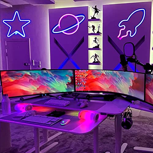 Neon Light 3Pack, Planet Rocket Star Decorative Led Neon Signs