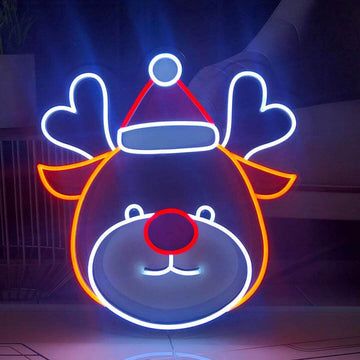 Reindeer Sign Neon, Festival LED Neon Light Wall Decor Art Neon Sign Light for Home Decoration,Bedroom, Lounge, Office, Wedding, Christmas, Valentine’s Day Party