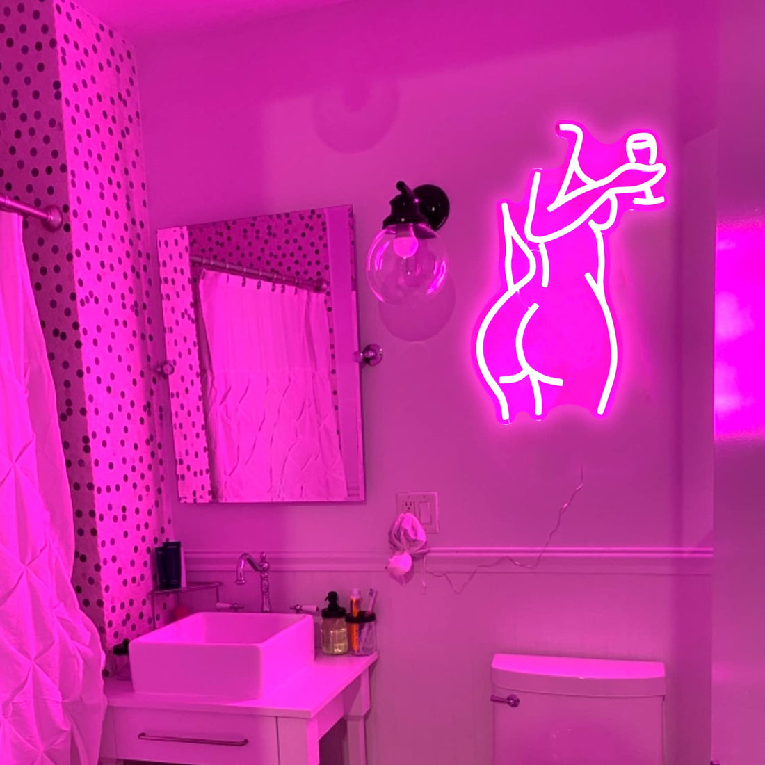 Neon Pink Lady Sign - Dimmable Decor for Bedroom, Bar, Store