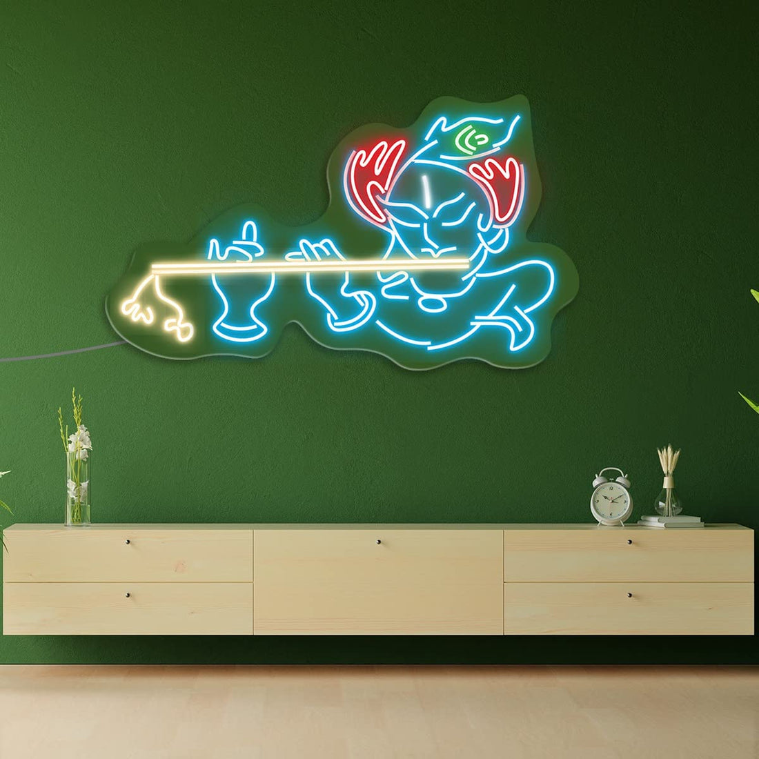 Lord Krishna Led Neon Light Sign Wall Decor | Wall Decor | Customized Led Neon Light Sign | Custom Led Neon Sign | Gifting Items | Krishna Neon Light Sign