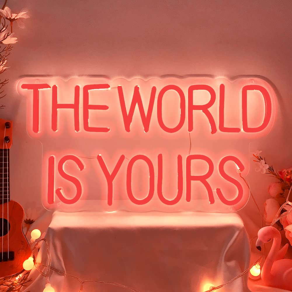 The World is Yours Neon Sign for Wall Decor, Red The World Is Yours LED Light Up Sign for Bedroom, Gaming Room, Gifts for Birthday Graduation Scarface Lovers by DIVATLA