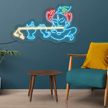 Lord Krishna Led Neon Light Sign Wall Decor | Wall Decor | Customized Led Neon Light Sign | Custom Led Neon Sign | Gifting Items | Krishna Neon Light Sign