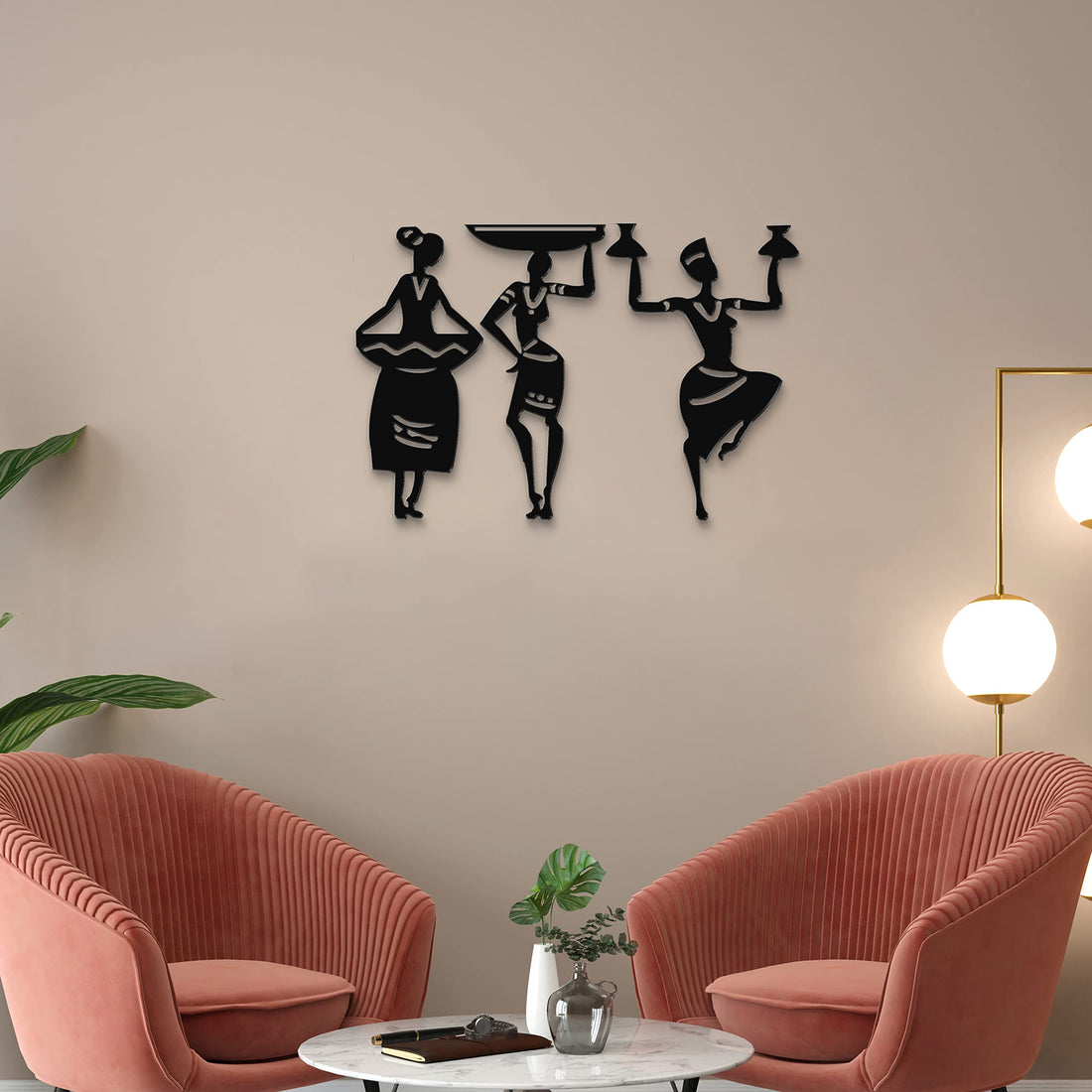 Tribal Women Wall Art – Warli Inspired Acrylic Design- Customization Available