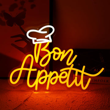 Bon Appetit with Chef's hat LED Sign