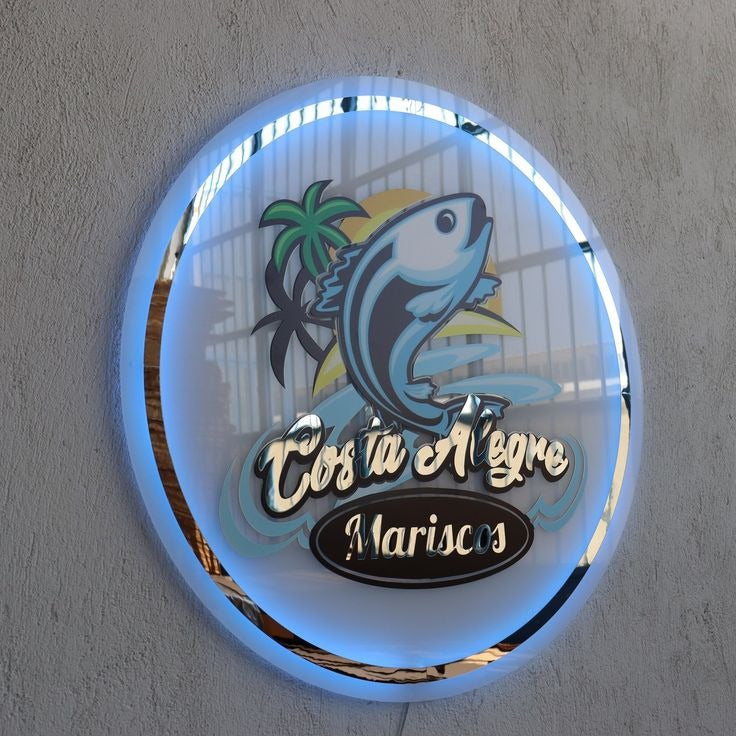 Custom Round Acrylic LED Logo Sign Board | Personalized Business Sign - Customization available