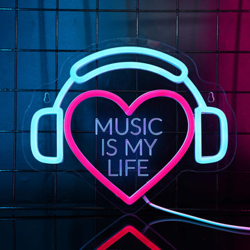 Headset Neon Sign (MUSIC IS MY LIFE)