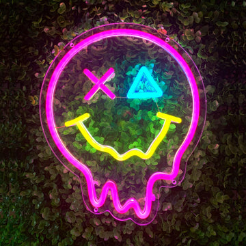 Smiley Face Neon Sign Funny Pink Neon Signs for Bedroom Wall Decor Dimmable Led Sign Gift for Kids