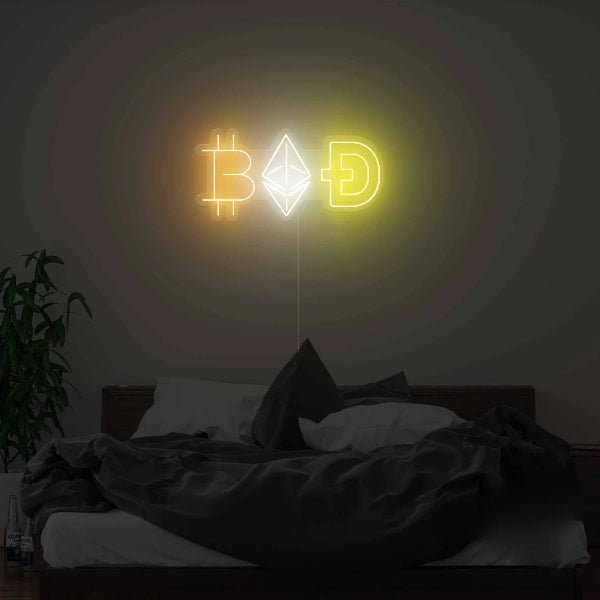 Crypto Coins Neon Sign
