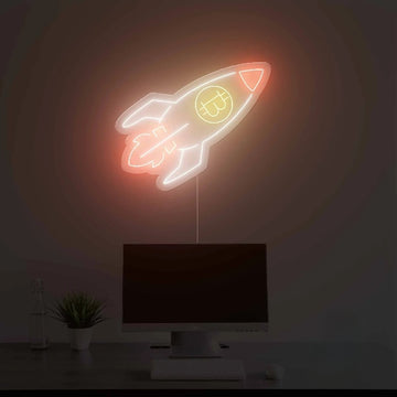 Bitcoin Rocket Neon Sign
