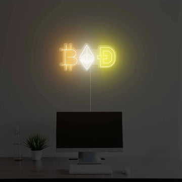 Crypto Coins Neon Sign