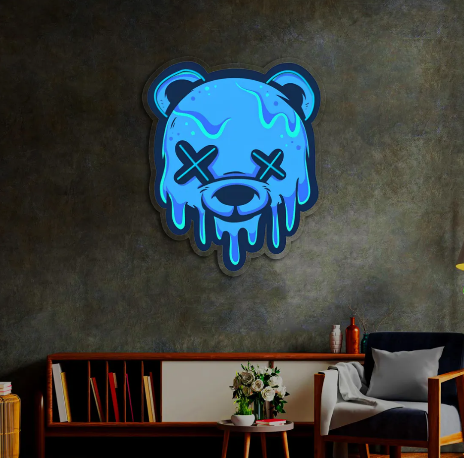 UV Printed Bear Neon Sign, Neon Wall Art,Neon Light Sign,Custom Neon Sign,UV Print Neon Sign,Acrylic Neon Sign