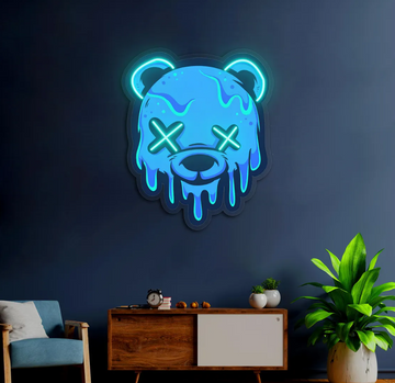 UV Printed Bear Neon Sign, Neon Wall Art,Neon Light Sign,Custom Neon Sign,UV Print Neon Sign,Acrylic Neon Sign