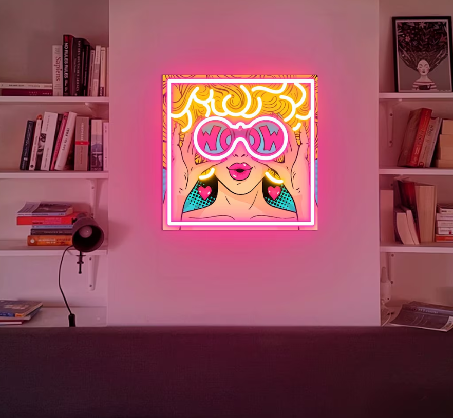 Wow Girl Uv Print Neon Sign