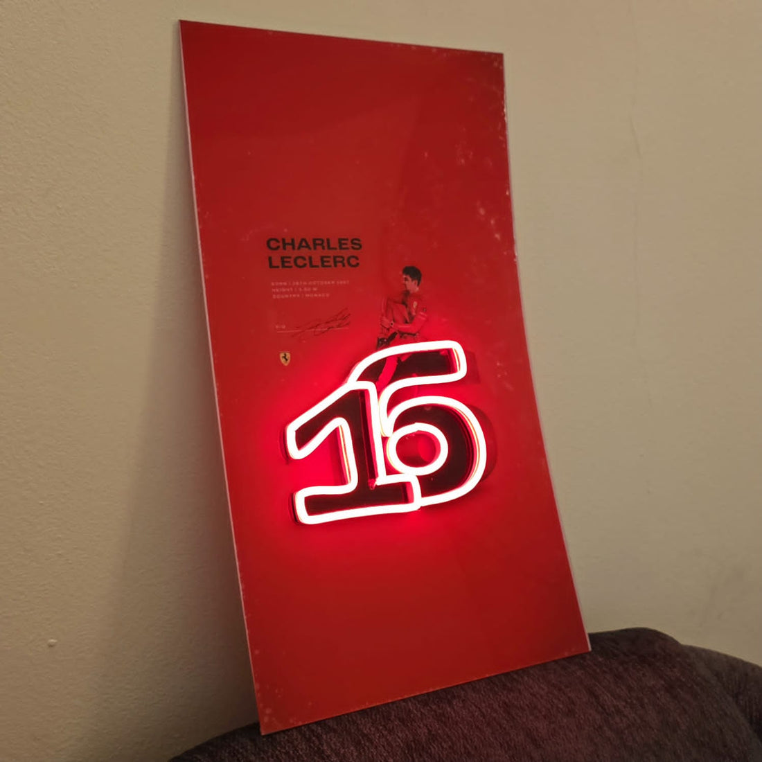 F1 Charles Leclerc Uv print Neon Led