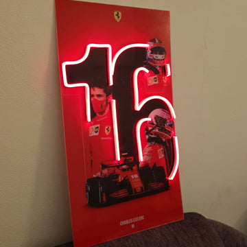 F1 Ferrari Charles Leclerc Uv print Neon Led