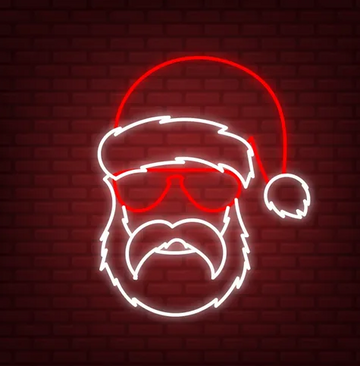 Christmas Hipster Santa Neon Sign decor