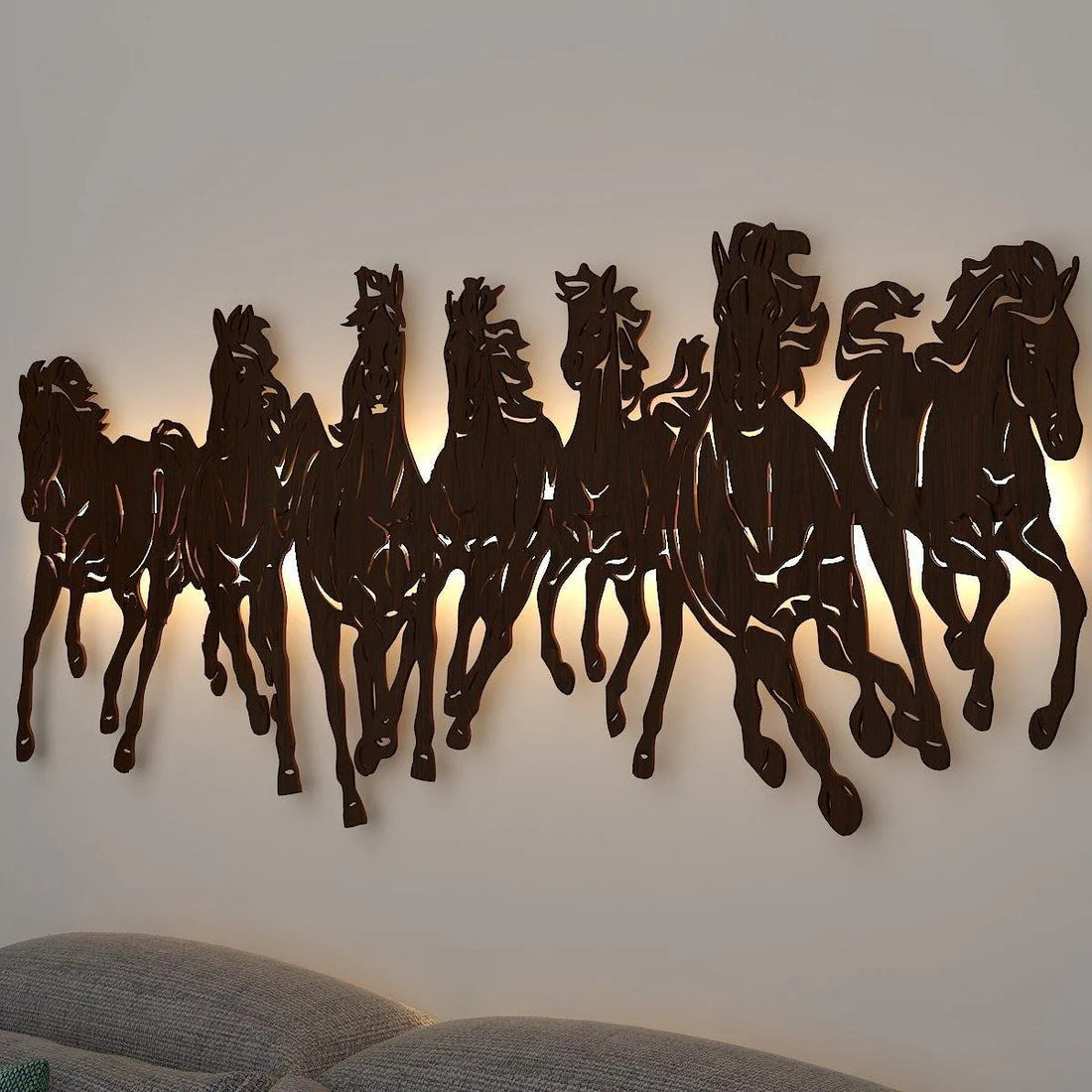 Horses Acrylic LED Wall Art with Backlight – Premium Decorative Piece | Customization Available