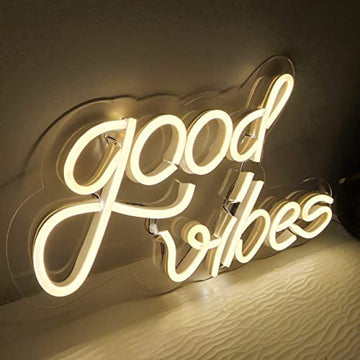 Neoon Art Good Vibes led Light for Home Decorative Sign Wall / Decor for Wedding Party Kids Room /Living Room House/ Bar/ Pub/ Hotel/ Restaurant (Warm White)