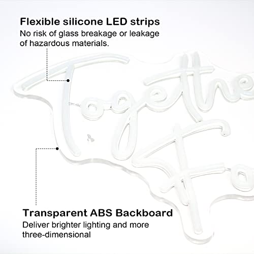 SIGNSHIP Together Forever Neon Sign, Warm White LED Neon Light for Wall Decoration, USB Powered Letter Neon Sign for Bedroom Wedding Engagement Anniversary Party Bar Club Gift for Lovers Friends