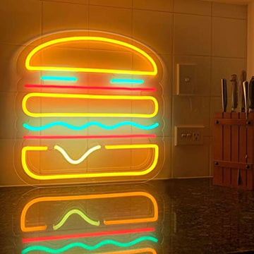 Neoon Art Burger led Light for Home Decorative Sign Wall / Decor for Wedding Party Kids Room /Living Room House/ Bar/ Pub/ Hotel/ Restaurant
