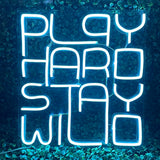 Play Hard Stay Wild Neon Sign for Room Decor, Birthday, Anniversary, Party Room, Home Wall Decor, neon Light/Sign for Restaurant, Bedroom, bar, Cafe and Club.