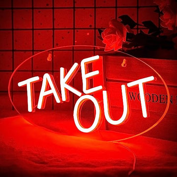 Take-Out Available Neon Sign,Take Out Neon Light for Restaurant Decorations,Restaurant Neon Sign for Bar,Store,Bedroom,birthday,Christmas Gift,(JTLD020)