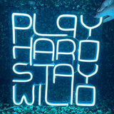 Play Hard Stay Wild Neon Sign for Room Decor, Birthday, Anniversary, Party Room, Home Wall Decor, neon Light/Sign for Restaurant, Bedroom, bar, Cafe and Club.