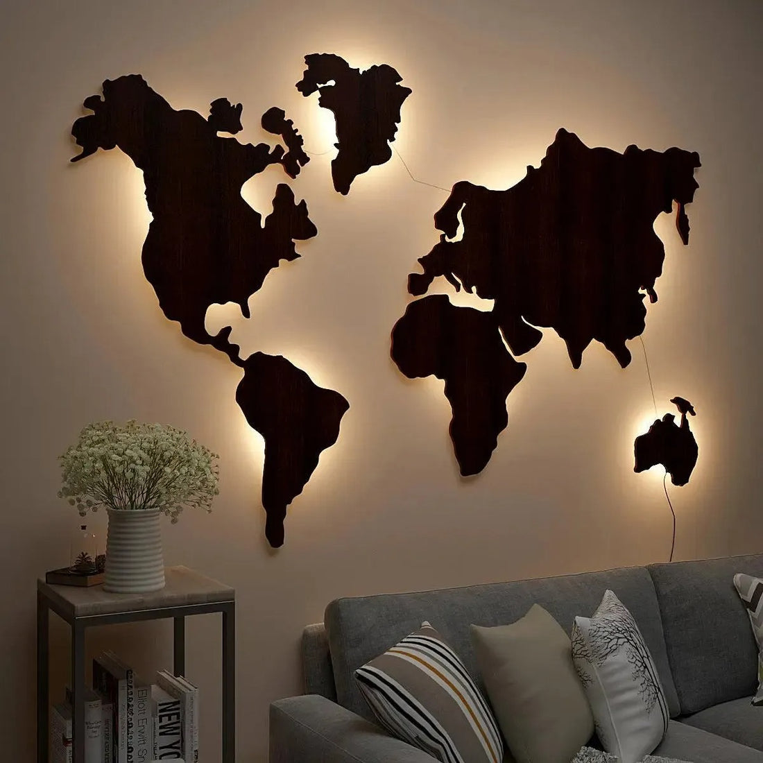 World Map Acrylic LED Wall Art with Backlight – Premium Decorative Piece | Customization Available