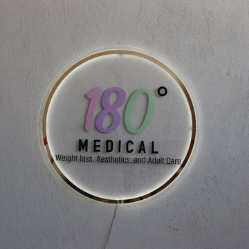 Custom Round Acrylic LED Logo Sign Board | Personalized Business Sign - Customization available