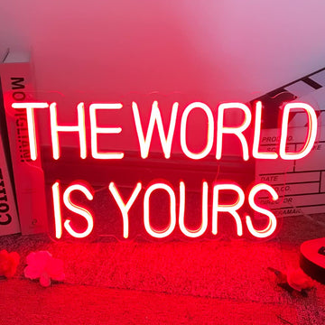 The World is Yours Neon Sign for Wall Decor, Red The World Is Yours LED Light Up Sign for Bedroom, Gaming Room, Gifts for Birthday Graduation Scarface Lovers by DIVATLA