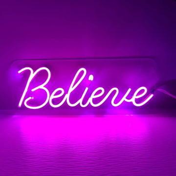 Neoon Art Believe Neon Sign  (Purple)