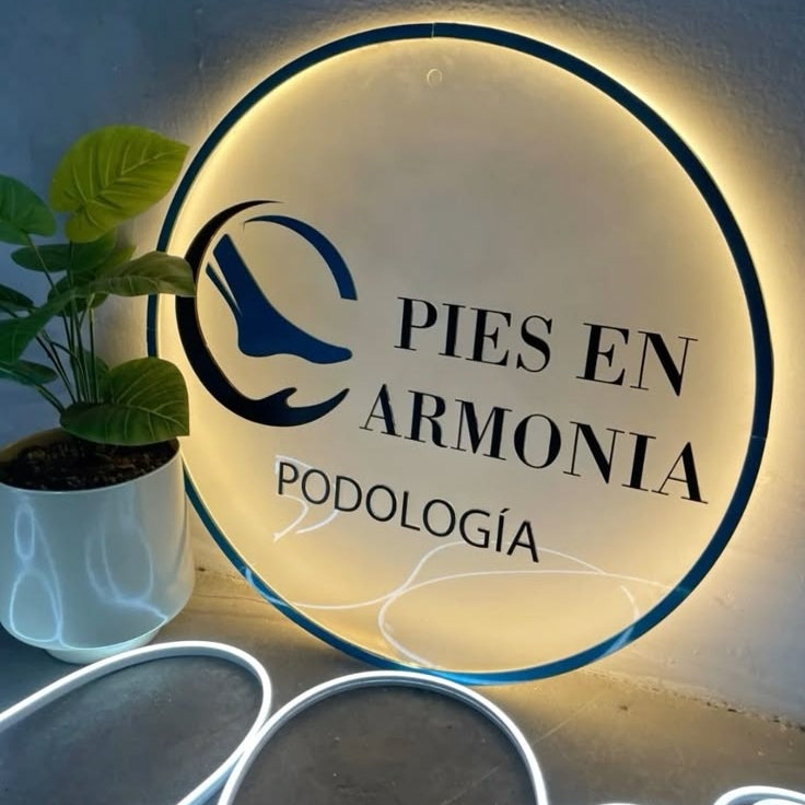 Custom Round Acrylic LED Logo Sign Board - Full Customization Available