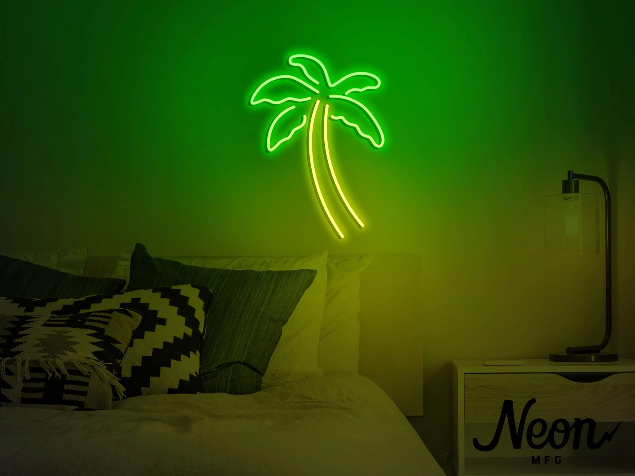 Palm Tree Neon Sign (Green/Yellow)